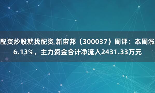 配资炒股就找配资 新宙邦（300037）周评：本周涨6.13%，主力资金合计净流入2431.33万元