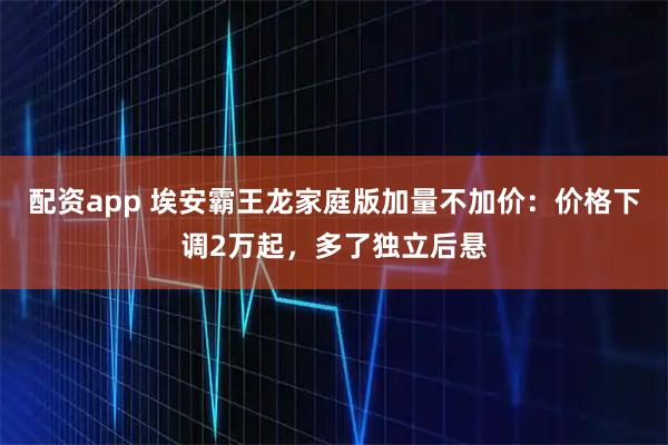 配资app 埃安霸王龙家庭版加量不加价：价格下调2万起，多了独立后悬